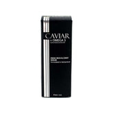 DMAE Neck & Chest Serum by Donna Bella, Caviar + Omega 3, 40ml packaging, formulated in Switzerland.