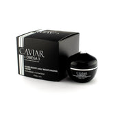 Hydro-Boost Daily Moisturizing Cream by Donna Bella, with Caviar and Omega 3, packaged in a sleek black box.