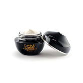 Vitamin C Skin Brightening Cream in a stylish black jar, featuring caviar and omega 3 for improved hydration and skin tone.