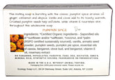 Pumpkin Spice Body Bar ingredients: pumpkin, ginger, cinnamon; paraben-free, made in the USA, cruelty-free. Organic & wholesome.