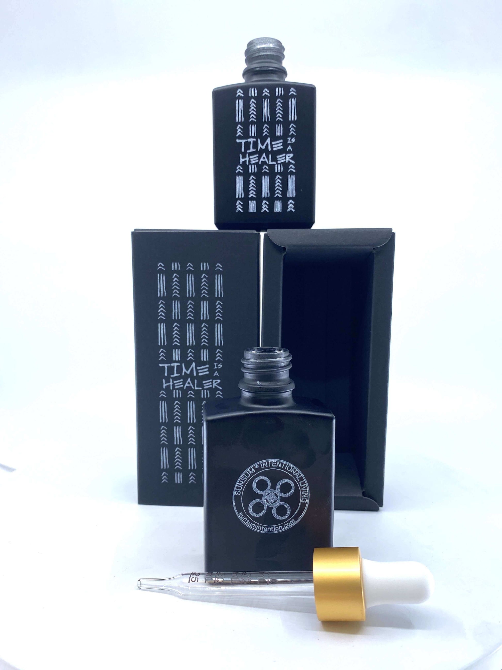 Time Is a Healer personal fragrance, 30 ml bottle with dropper and stylish packaging, enhancing wellness and scent.