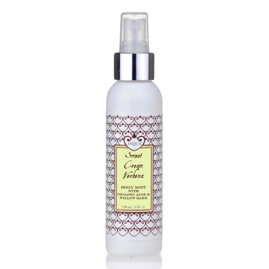 Sweet Cream Verbena Hydrating Body Mist with Organic Aloe and Willow Bark, 4fl oz, vegan and gluten-free.