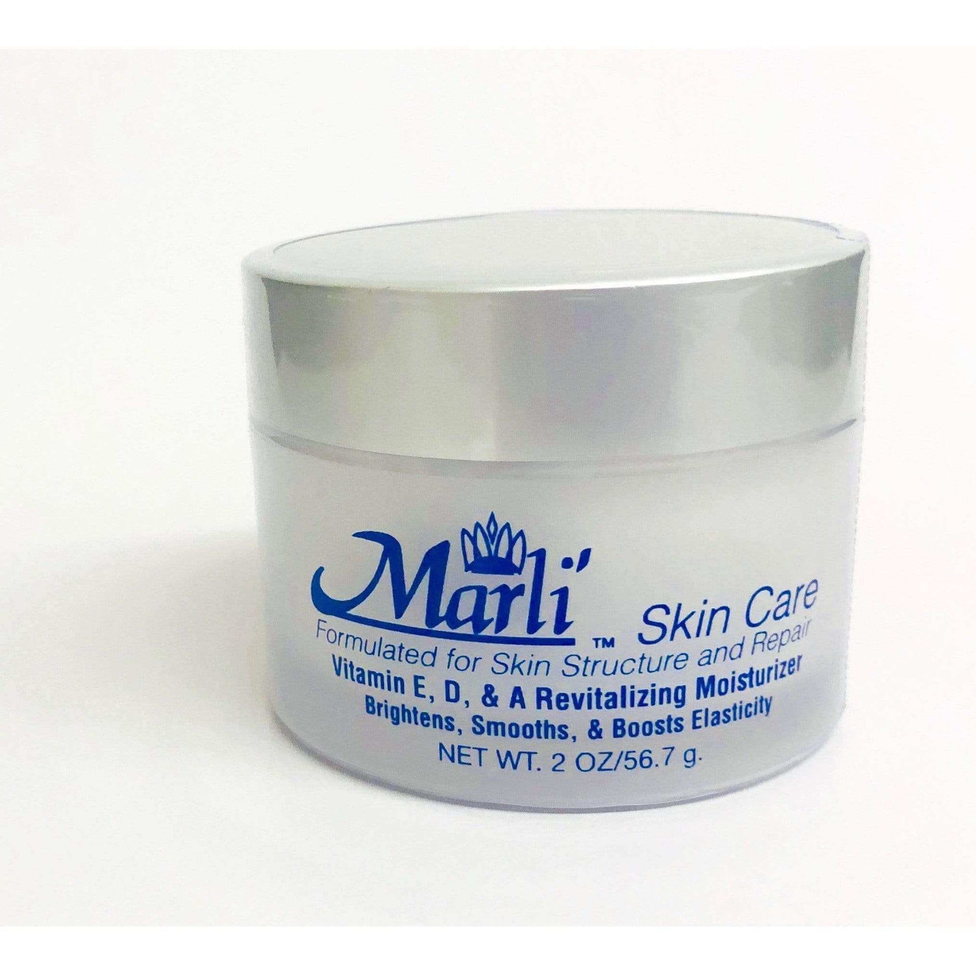 Marli Skin Care Revitalizing Moisturizer with Vitamin E, D, A; brightens and boosts skin elasticity.