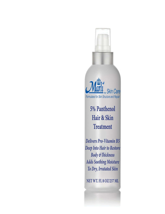 5% Panthenol Hair & Skin Treatment spray bottle for adding moisture and volume to hair and soothing irritated skin.