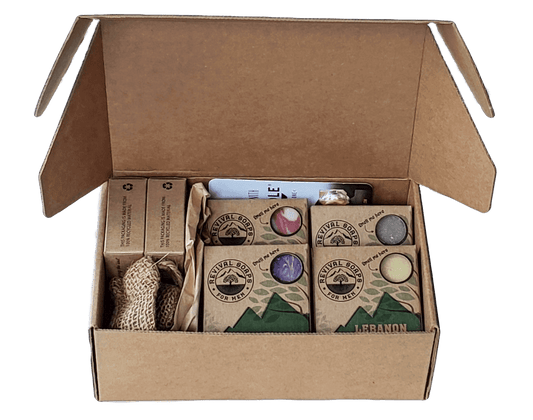 Revival Gift Set featuring six unique soap bars and shower essentials in an eco-friendly gift box.