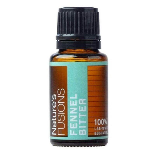 Fennel Bitter Pure Essential Oil 15ml bottle, expertly distilled for soothing aroma and potential benefits.