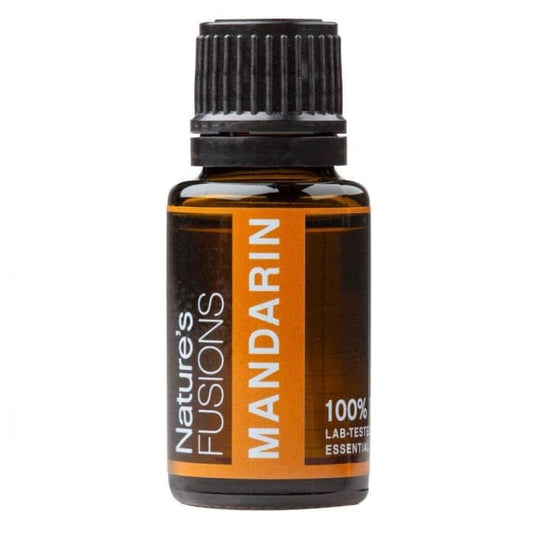 Mandarin Pure Essential Oil 15ml by Nature's Fusions, 100% lab-tested citrus oil for aromatherapy and natural healing.