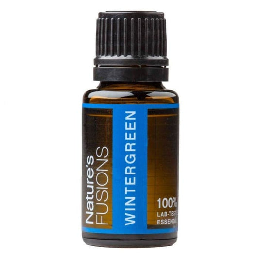 Wintergreen Pure Essential Oil - 15ml bottle by Nature's Fusions, 100% lab-tested for quality aroma and benefits.