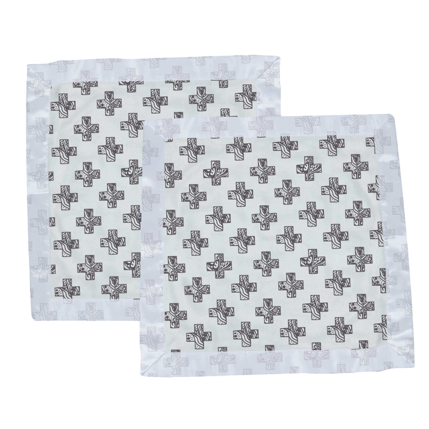 Nordic Stamp Bamboo Muslin Security Baby Blanket set, featuring a soft and cozy design in a classic cross pattern.