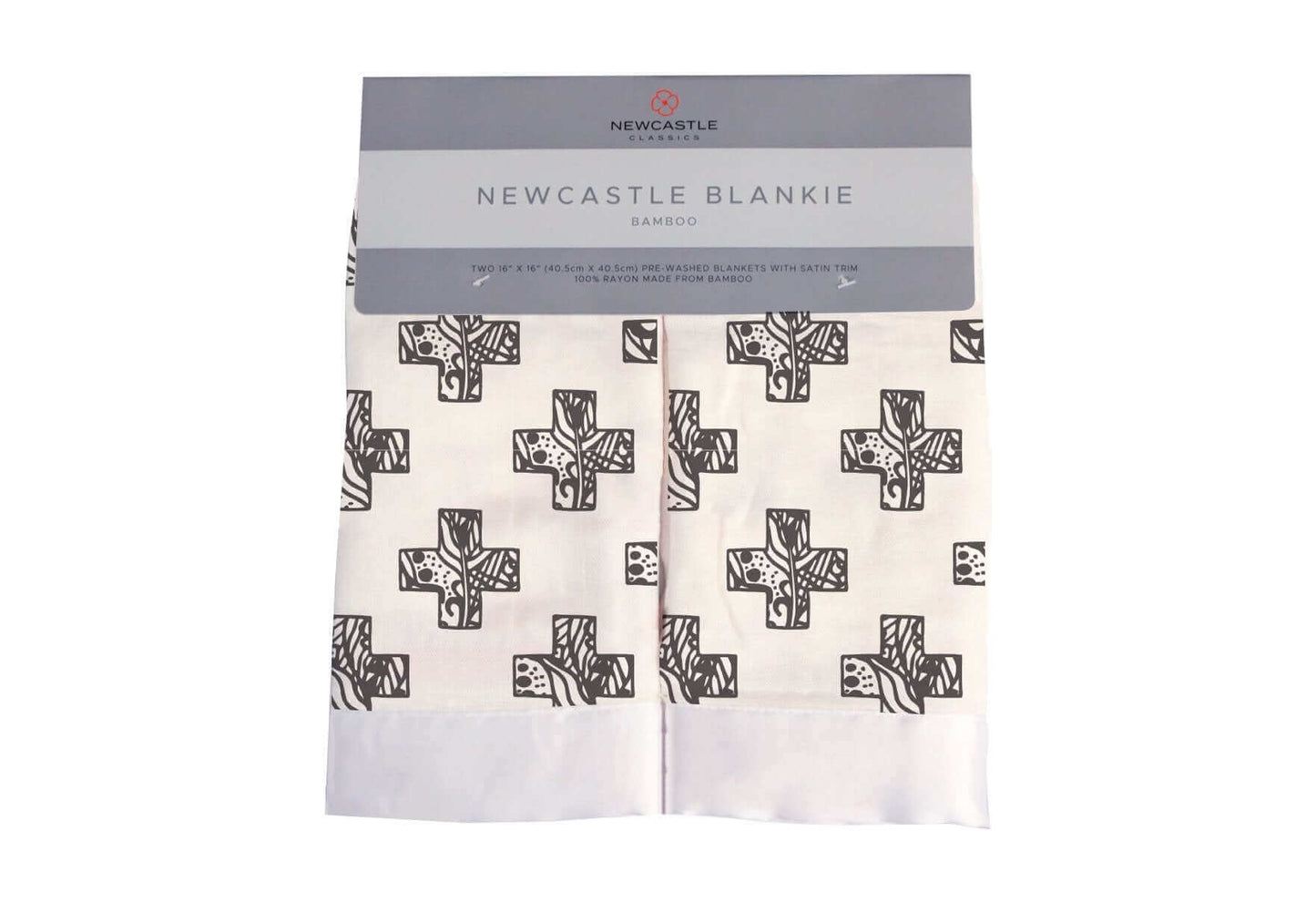 Nordic Stamp Bamboo Muslin Security Baby Blanket in black and white pattern, perfect for comforting infants.