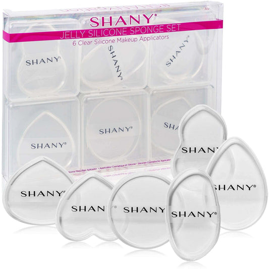 SHANY Stay Jelly Silicone Sponge Set of 6 clear applicators for flawless makeup application.