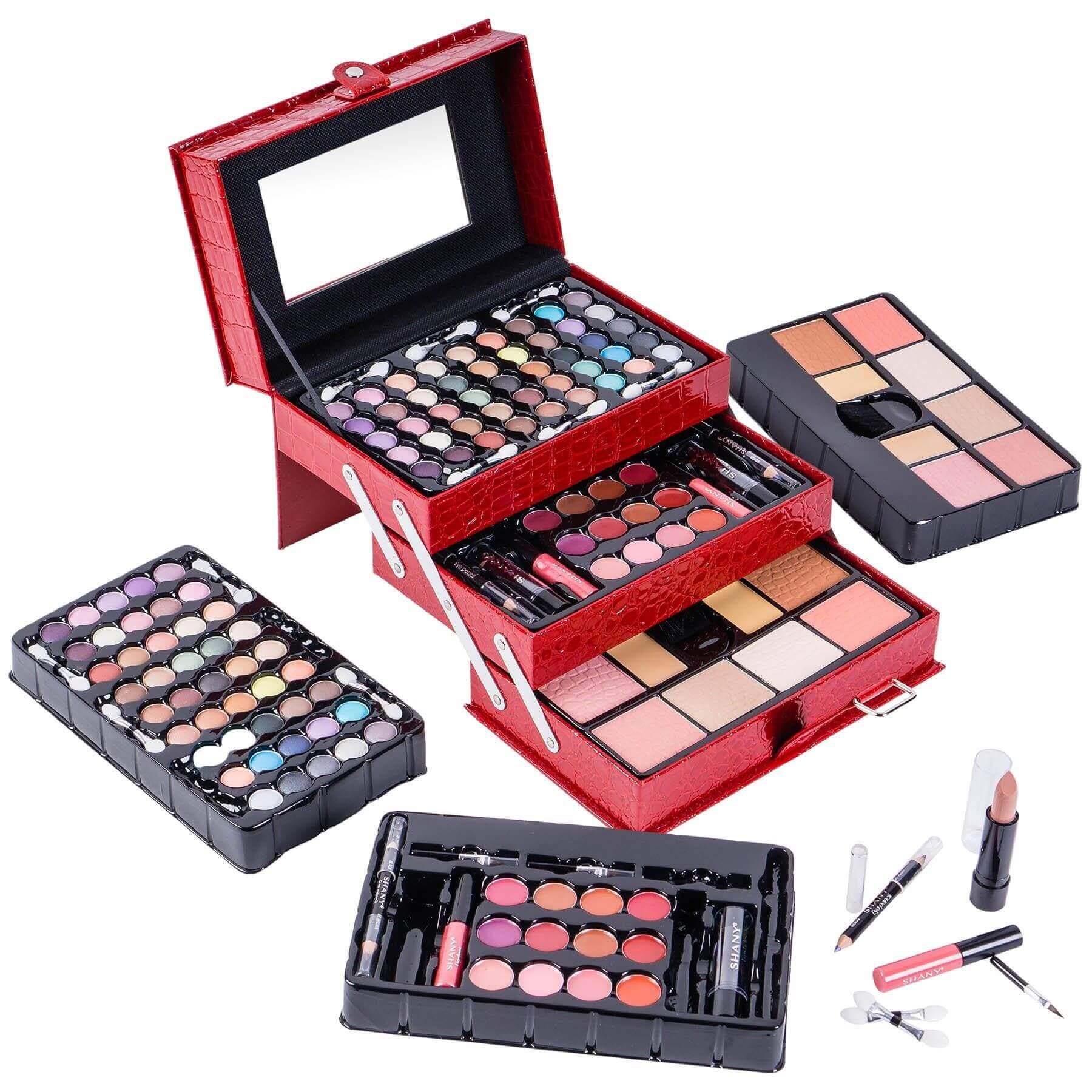 All-in-one holiday exclusive makeup kit with layers of eyeshadows, lip gloss, lipsticks, and eyeliners.