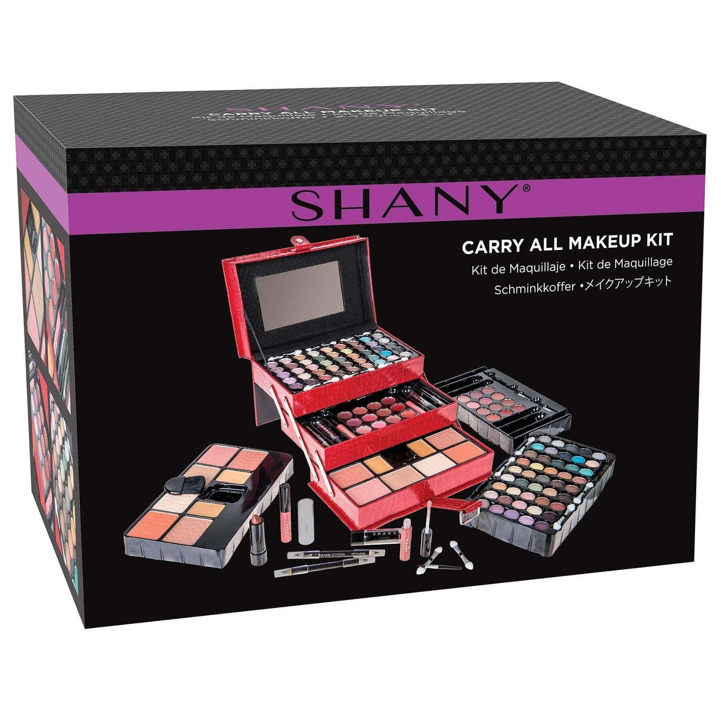 All In One Makeup Kit with 45 shades, lip gloss, eyeliners, and lipsticks for holiday makeup looks.