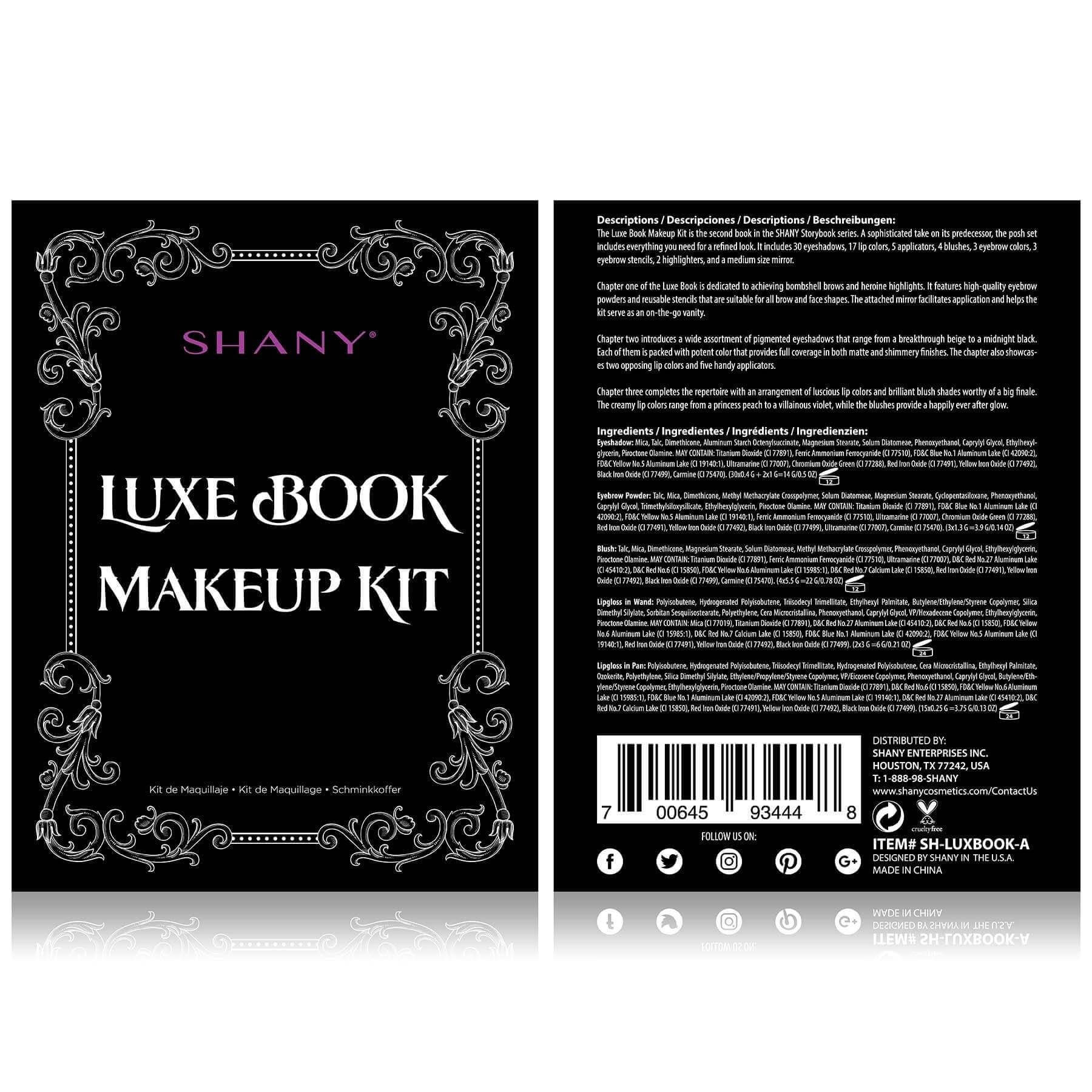 SHANY Luxe Book Makeup Kit packaging showcasing versatile travel cosmetics palette for every beauty enthusiast.