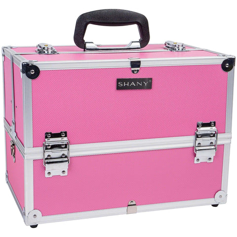 SHANY MAKEUP TRAIN CASES PINK Essential Pro Makeup Train Case with Shoulder Strap and Locks