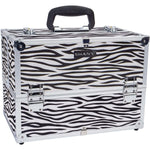 SHANY MAKEUP TRAIN CASES ZEBRA Essential Pro Makeup Train Case with Shoulder Strap and Locks