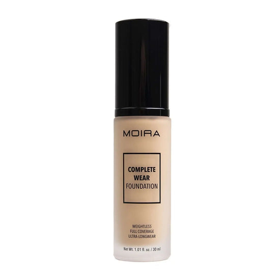 MOIRA Complete Wear Foundation, lightweight full coverage foundation for flawless, silky matte skin, oil-free and waterproof.
