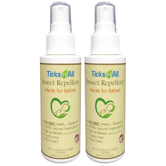 All Natural Insect Repellent for babies, 4oz bottles, safe formula against pests like mosquitoes and ticks, 2-pack.