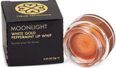 MOONLIGHT White Gold Peppermint Lip Whip in jar with black packaging for glamorous, clean beauty.