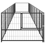 vidaXL Animals & Pet Supplies > Pet Supplies > Dog Supplies > Dog Kennels & Runs vidaXL Dog Kennel Steel Outdoor Puppy Enclosure Cage Black/Silver Multi Sizes