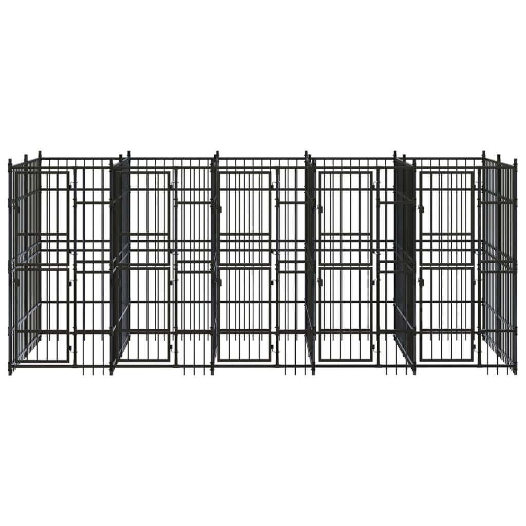 vidaXL Outdoor Dog Kennel with multiple sections for safe play and exercise, made of sturdy steel bars.