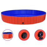vidaXL Animals & Pet Supplies > Pet Supplies > Dog Supplies Red / 118.1" x 15.7" vidaXL Foldable Dog Swimming Pool PVC Animal Pet Supply Red/Blue Multi Sizes