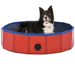 vidaXL Animals & Pet Supplies > Pet Supplies > Dog Supplies Red / 31.5" x 7.9" vidaXL Foldable Dog Swimming Pool PVC Animal Pet Supply Red/Blue Multi Sizes