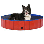 vidaXL Animals & Pet Supplies > Pet Supplies > Dog Supplies Red / 63" x 11.8" vidaXL Foldable Dog Swimming Pool PVC Animal Pet Supply Red/Blue Multi Sizes