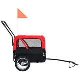 vidaXL Animals & Pet Supplies > Pet Supplies > Pet Strollers vidaXL 2-in-1 Pet Bike Trailer & Jogging Stroller Flag Dog Stroller Gray/Red