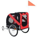 vidaXL Animals & Pet Supplies > Pet Supplies > Pet Strollers vidaXL Dog Bike Trailer Foldable Sturdy Pet Flag Stroller Jogger Orange/Red